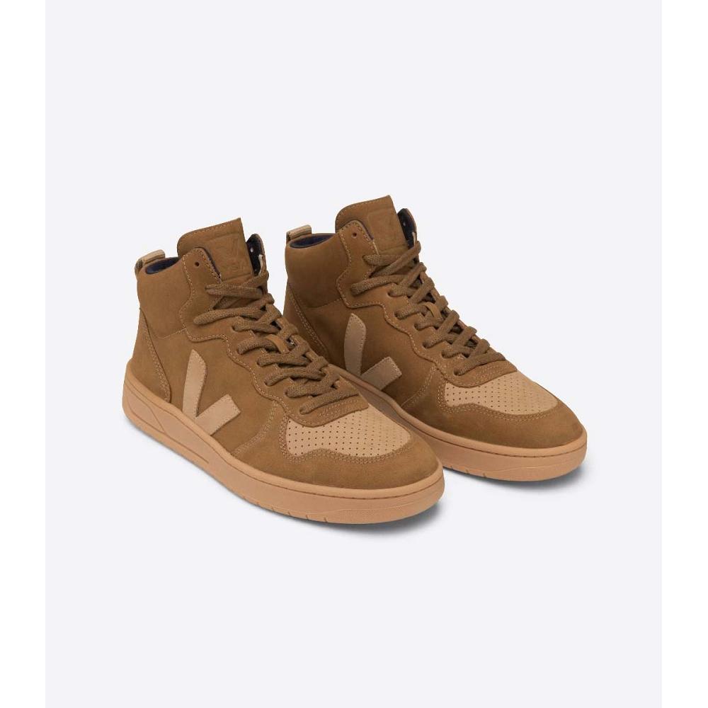 Veja V-15 NUBUCK Women's High Tops Brown | CA 367PJJ